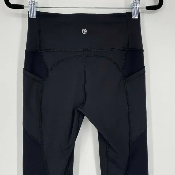 Lululemon All The Right Places Yoga Leggings Size 4 Mid Rise Stretch Crop Black - Picture 5 of 10